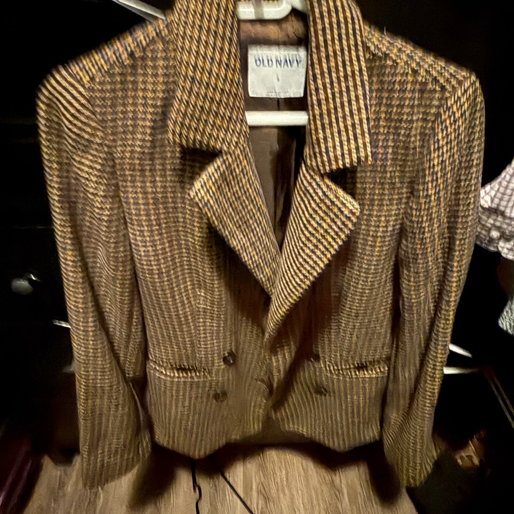 Old Navy Brown Blazer Wool Blend Structured